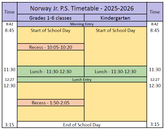 Norway Daily Timetable 2025-2026638870715602771153